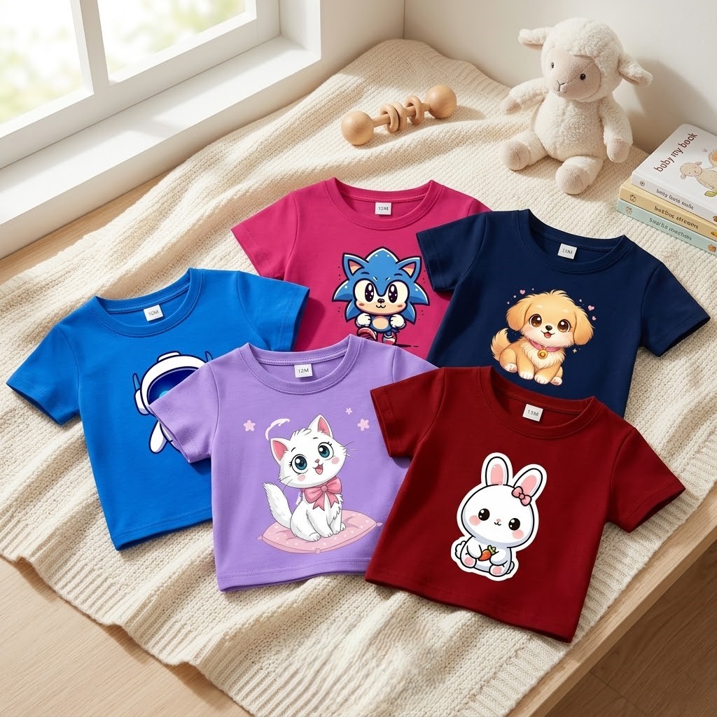 Kids 5 Pcs Combo T-Shirt (Cotton) Code: 13106