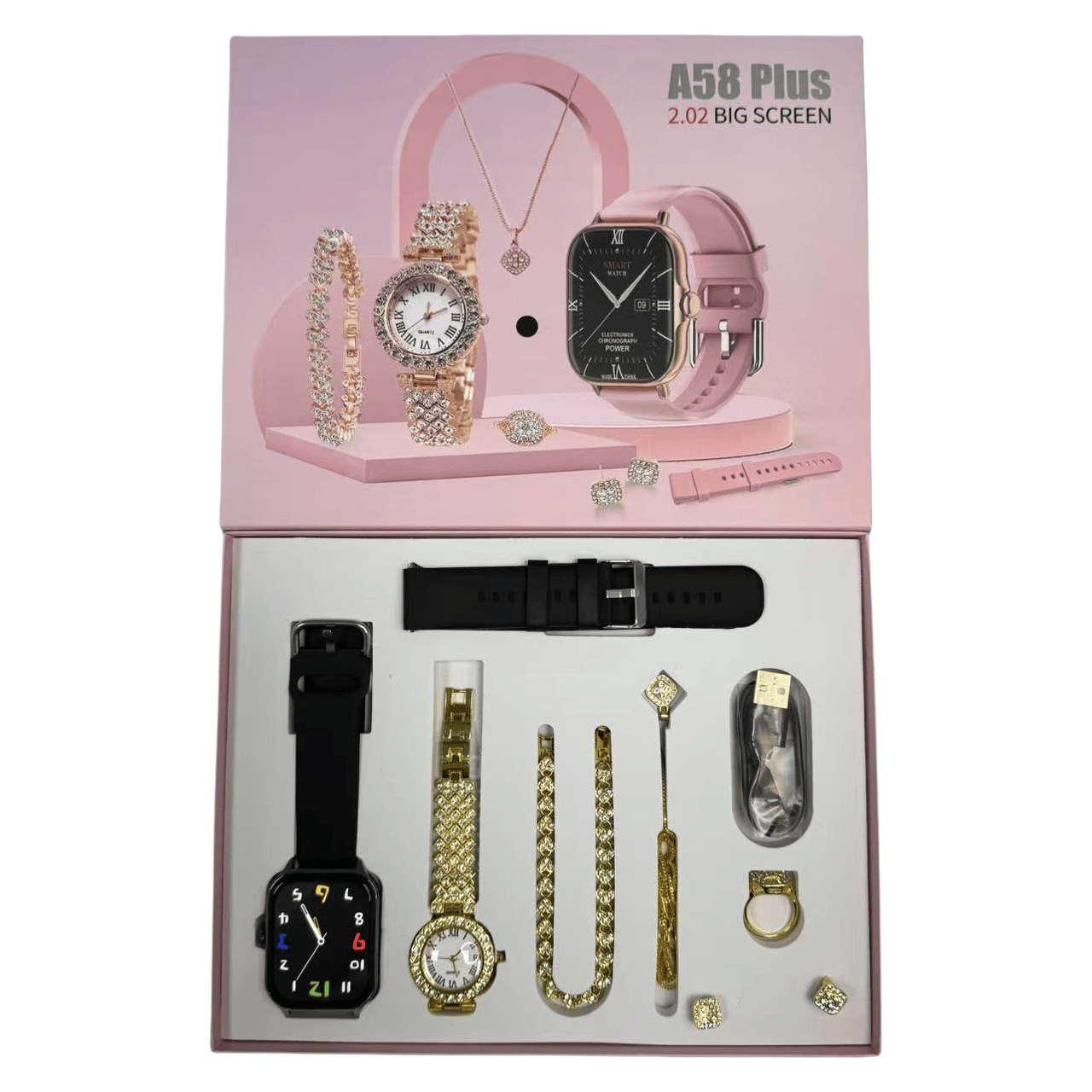 A58 Plus Smartwatch Gift Set For Girls ( 8 in 1) Code: 12980